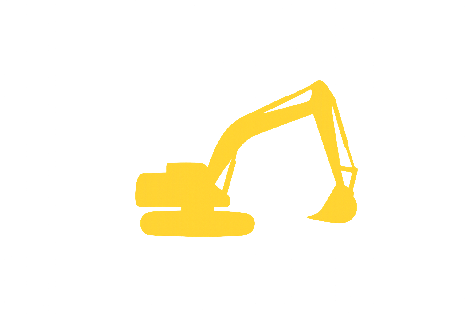 D&D Construction excavator logo - yellow construction equipment silhouette